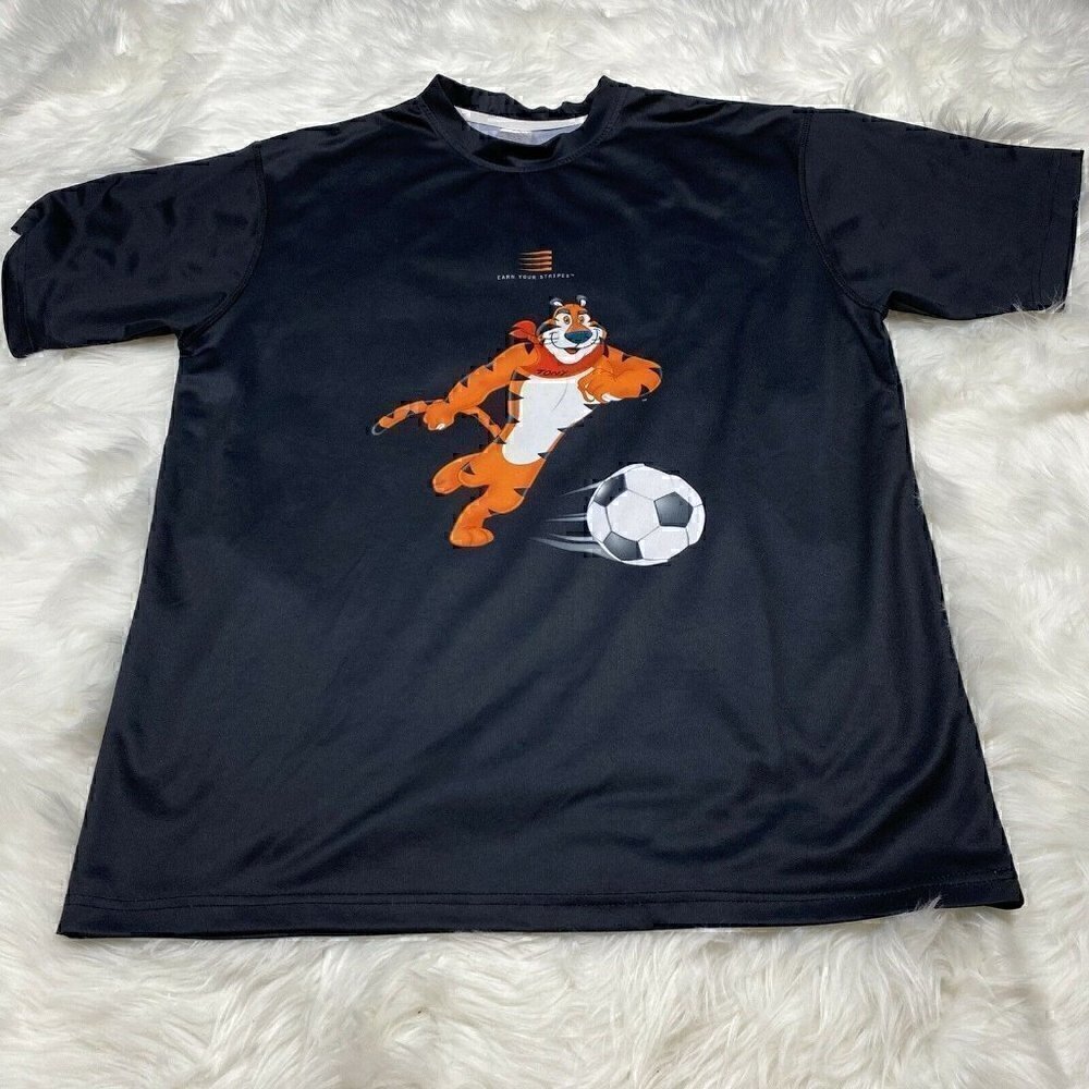Kellog's Tony The Tiger Shirt Adult XL Get Em Earn Your Stripes Jersey Soccer